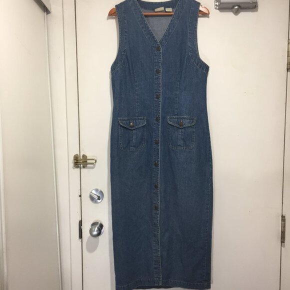 VINTAGE ST JOHN'S BAY MAXI DENIM DRESSES SIZE 8M - Picture 4 of 9